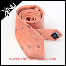 Mens Stylish Tie with Anchor and Wheel Striped Silk Wool Necktie